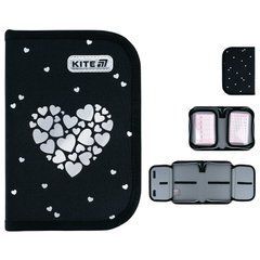 K26-622-5 Пенал Kite 1 відділення, 2 відворот, без наповнення Black&Silver