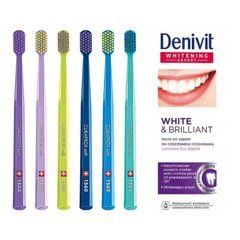 Зубна щітка Curaprox CS 1560 Soft для чутливих ясен та пародонтозу + зубна паста Denivit White & Brilliant відбілююча