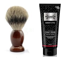 Крем для бритья Wilkinson Sword Barber's Style + Помазок для бритья Shima