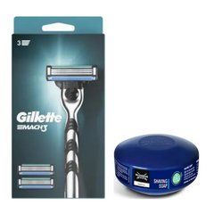Станок для гоління Gillette Mach3 3 касети + Wilkinson Essential Мило для гоління 125 г