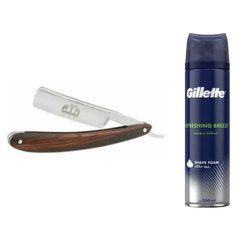 Небезпечна бритва/шавета розкладна Straight Razor + піна для гоління Gillette Refreshing Breeze 250 мл