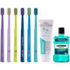 Зубна щітка Curaprox CS 1560 + зубна паста ELMEX Sensitive Professional Repair&Prevent+Gum Care + ополіскувач LISTERINE mentol