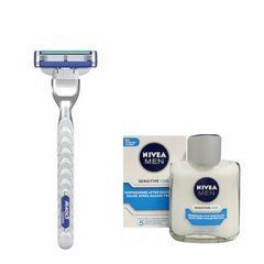 Станок для бритья Gillette Mach3 Turbo (1 картридж) + Nivea Men Sensitive Cooling бальзам после бритья 100 мл