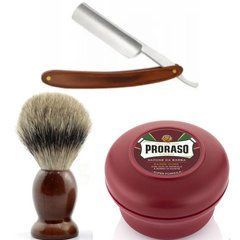 Опасная бритва/опаска/шаветта раскладная Straight Razor + помазок SHIMA + мыло&nbsp;для бритья&nbsp;Proraso