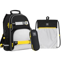 Шкільний набір Wonder Kite чорно-сірий: рюкзак, пенал, сумка для взуття (SET_WK22-702M-4)